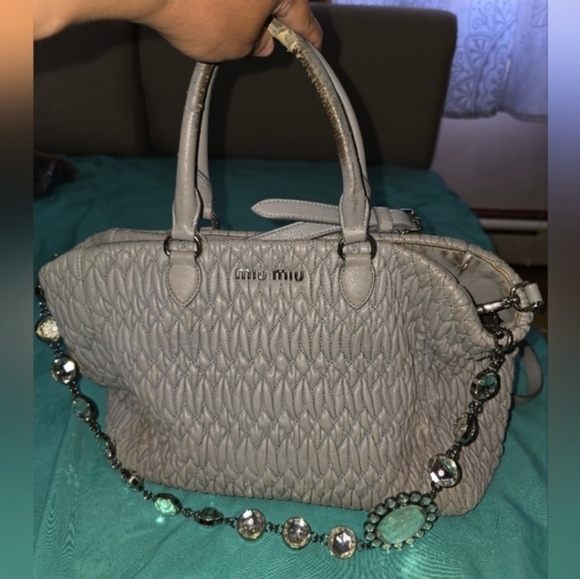 Miu Miu Handbags - Miu Miu Gray Quilted Women's Bag